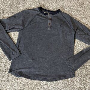 Original Penguin by Munsingwear Henley T-Shirt Men's Size M Gray Long Sleeve